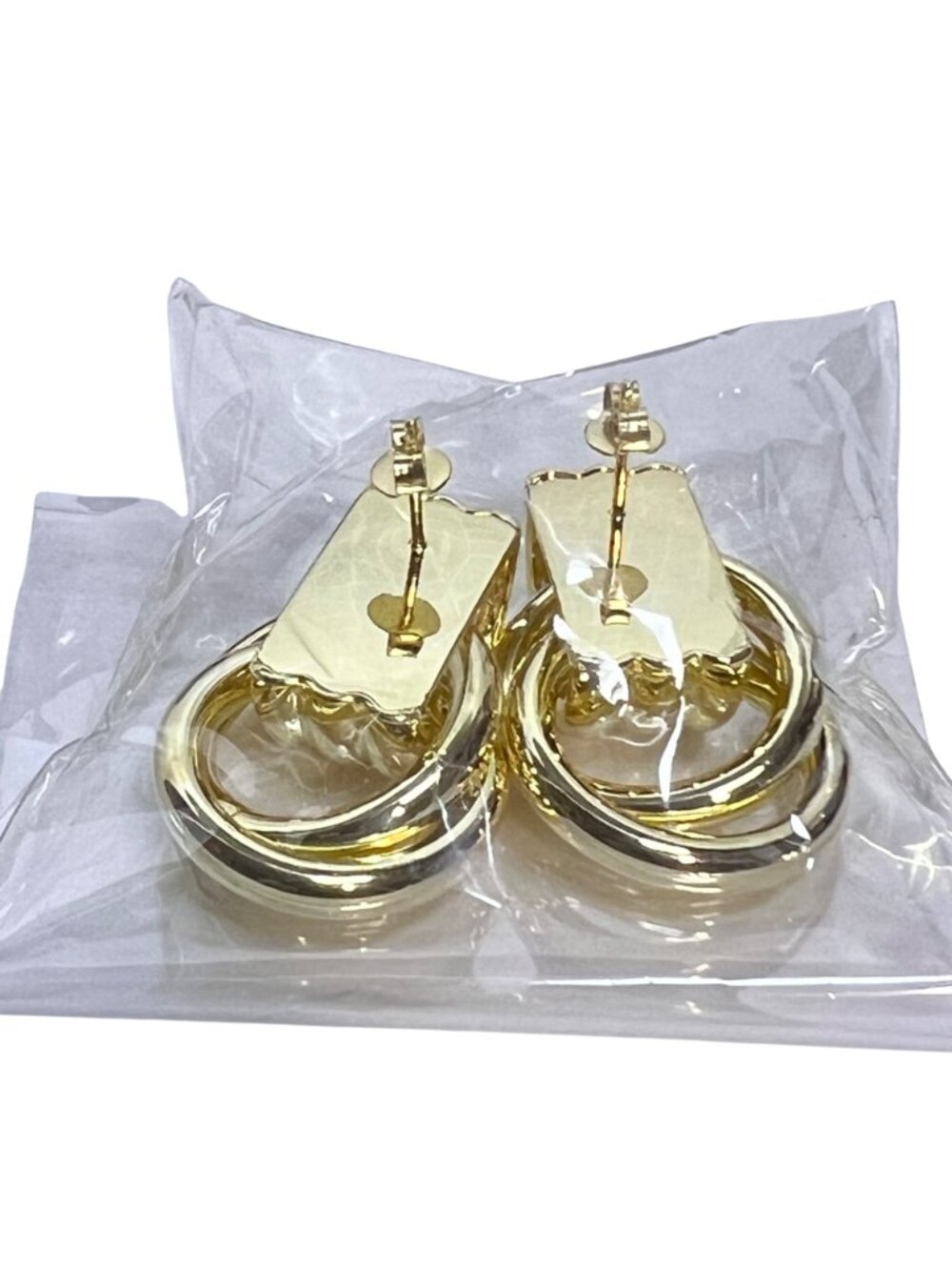 Pavoi 14k Yellow Gold Plated Chunky Geo Door Knocker Pierced Earrings (6415) - Picture 4 of 5